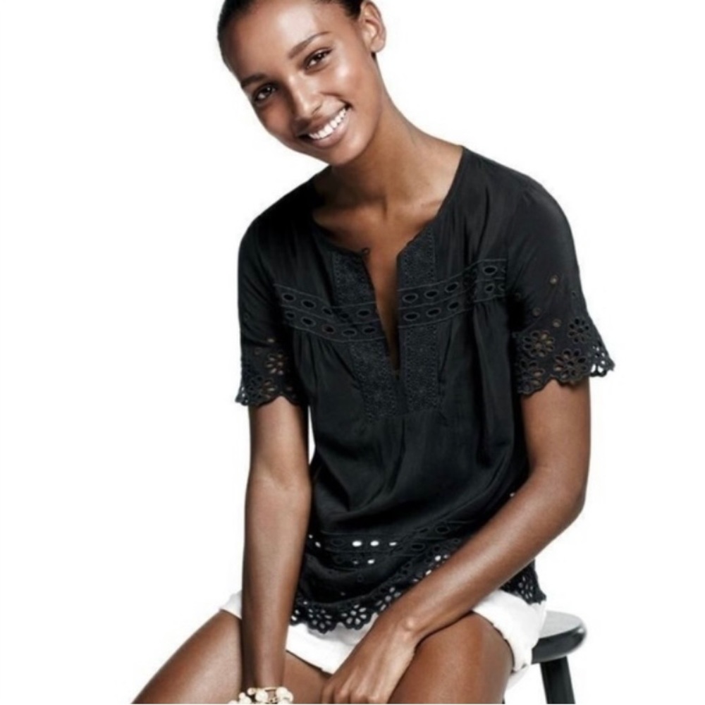 J.Crew Silk Eyelet Top